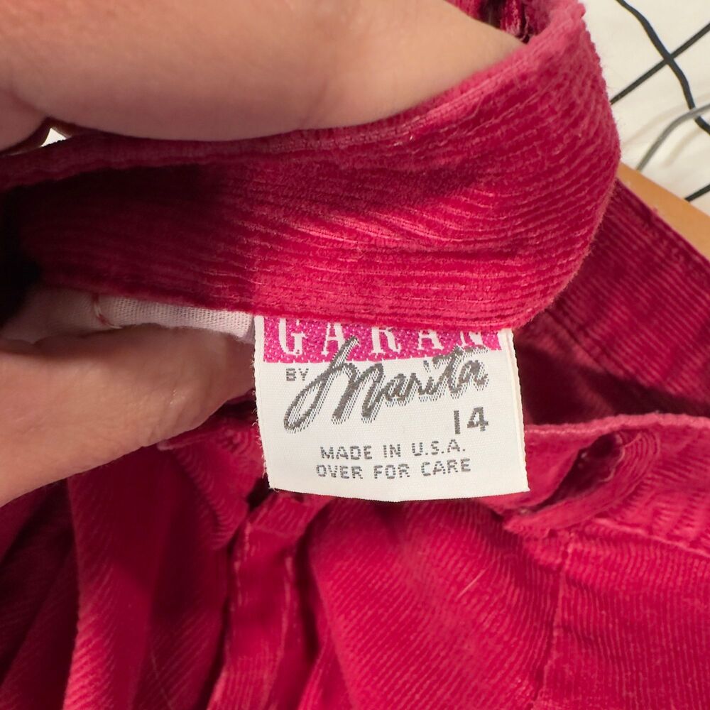 Vintage Garan by Marita Corduroy Pants – Red – Size 14 - Picture 4 of 4